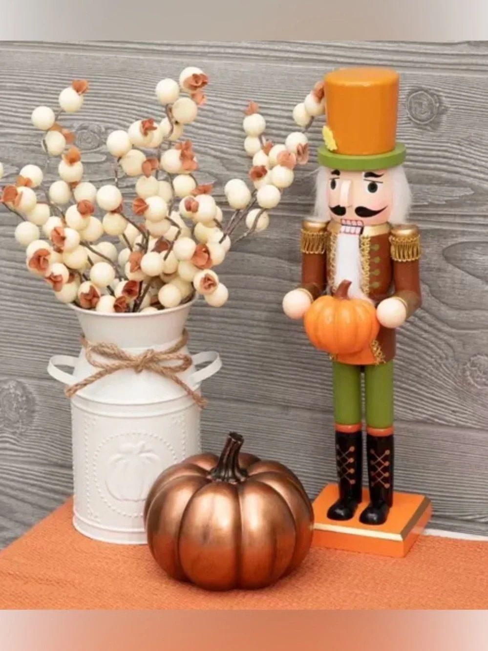 Fall Nutcracker with Pumpkin - Orange & Green
